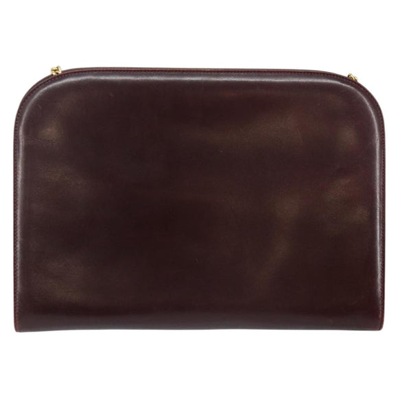 Salvatore Ferragamo Gancini Chain Shoulder Bag Leather Bordeaux Gold Auth BA5939