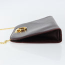 Salvatore Ferragamo Gancini Chain Shoulder Bag Leather Bordeaux Gold Auth BA5939-5