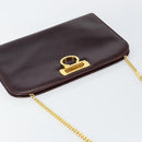 Salvatore Ferragamo Gancini Chain Shoulder Bag Leather Bordeaux Gold Auth BA5939-6