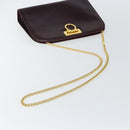 Salvatore Ferragamo Gancini Chain Shoulder Bag Leather Bordeaux Gold Auth BA5939-7