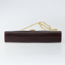 Salvatore Ferragamo Gancini Chain Shoulder Bag Leather Bordeaux Gold Auth BA5939-9