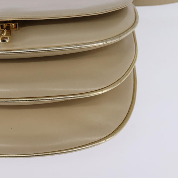 Salvatore Ferragamo Shoulder Bag Leather Beige Gold Auth BA5940