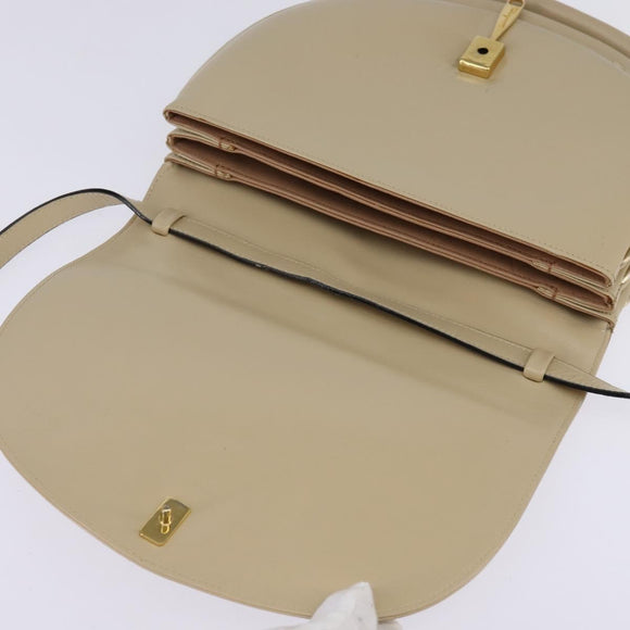Salvatore Ferragamo Shoulder Bag Leather Beige Gold Auth BA5940