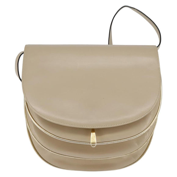 Salvatore Ferragamo Shoulder Bag Leather Beige Gold Auth BA5940