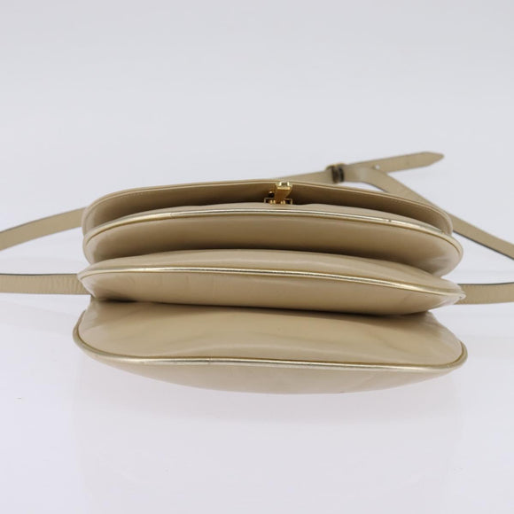 Salvatore Ferragamo Shoulder Bag Leather Beige Gold Auth BA5940