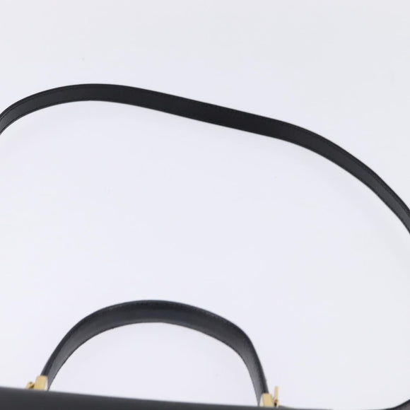 Salvatore Ferragamo Gancini Hand Bag Leather 2way Black Gold Auth BA5941