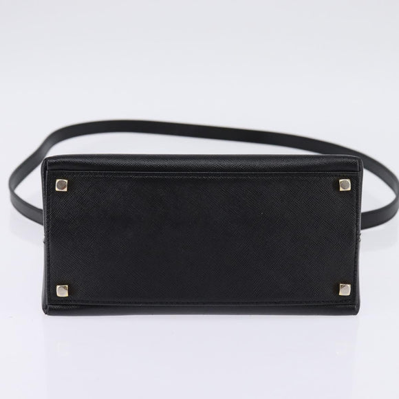 Salvatore Ferragamo Gancini Hand Bag Leather 2way Black Gold Auth BA5941