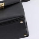 Salvatore Ferragamo Gancini Hand Bag Leather 2way Black Gold Auth BA5941-15