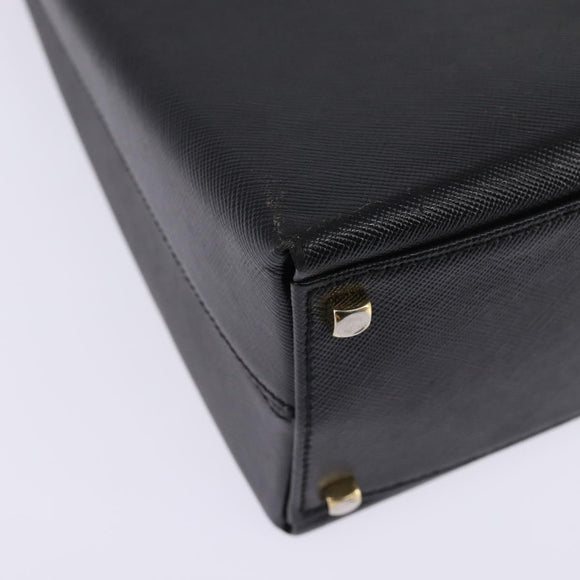 Salvatore Ferragamo Gancini Hand Bag Leather 2way Black Gold Auth BA5941