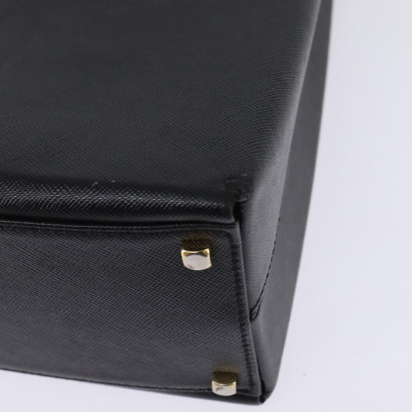 Salvatore Ferragamo Gancini Hand Bag Leather 2way Black Gold Auth BA5941