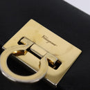 Salvatore Ferragamo Gancini Hand Bag Leather 2way Black Gold Auth BA5941-18