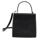 Salvatore Ferragamo Gancini Hand Bag Leather 2way Black Gold Auth BA5941-2