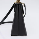 Salvatore Ferragamo Gancini Hand Bag Leather 2way Black Gold Auth BA5941-3