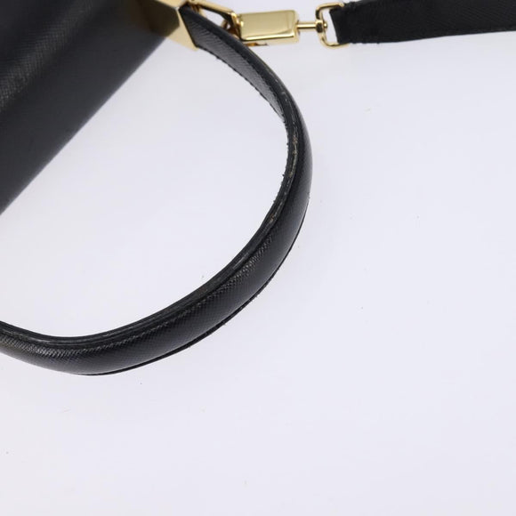 Salvatore Ferragamo Gancini Hand Bag Leather 2way Black Gold Auth BA5941