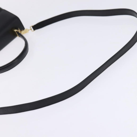 Salvatore Ferragamo Gancini Hand Bag Leather 2way Black Gold Auth BA5941