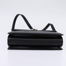 Salvatore Ferragamo Gancini Handtas Leer 2-weg Zwart Zilver Auth BA5942-5