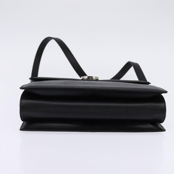 Salvatore Ferragamo Gancini Handtas Leer 2-weg Zwart Zilver Auth BA5942