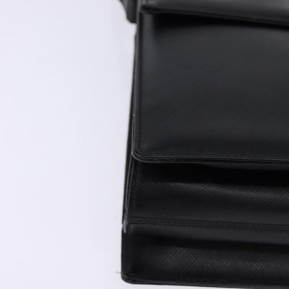 Salvatore Ferragamo Gancini Handtas Leer 2-weg Zwart Zilver Auth BA5942