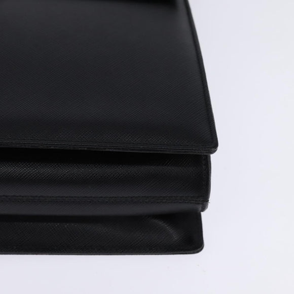 Salvatore Ferragamo Gancini Handtas Leer 2-weg Zwart Zilver Auth BA5942