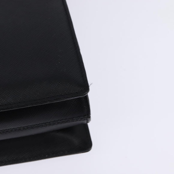 Salvatore Ferragamo Gancini Handtas Leer 2-weg Zwart Zilver Auth BA5942