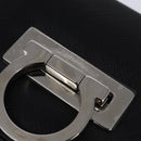 Salvatore Ferragamo Gancini Hand Bag Leather 2way Black Silver Auth BA5942-16