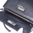 Salvatore Ferragamo Gancini Handtas Leer 2-weg Zwart Zilver Auth BA5942-20