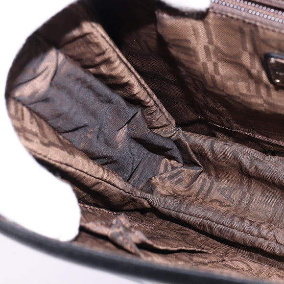 Salvatore Ferragamo Gancini Hand Bag Leather 2way Black Silver Auth BA5942