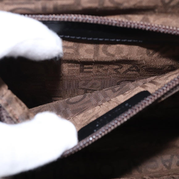 Salvatore Ferragamo Gancini Hand Bag Leather 2way Black Silver Auth BA5942