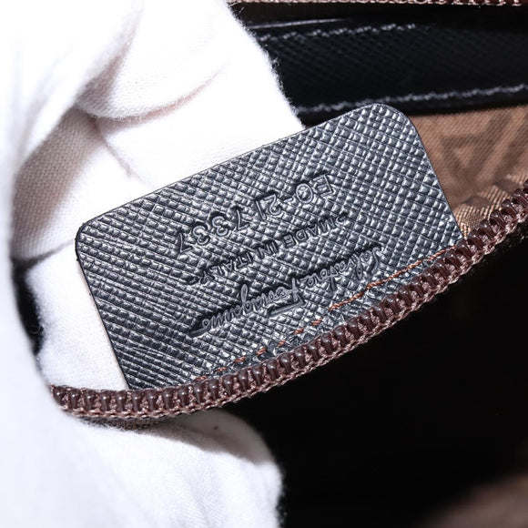 Salvatore Ferragamo Gancini Handtas Leer 2-weg Zwart Zilver Auth BA5942