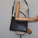 Salvatore Ferragamo Gancini Hand Bag Leather 2way Black Silver Auth BA5942-24