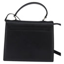 Salvatore Ferragamo Gancini Hand Bag Leather 2way Black Silver Auth BA5942-3