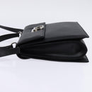 Salvatore Ferragamo Gancini Handtas Leer 2-weg Zwart Zilver Auth BA5942-3