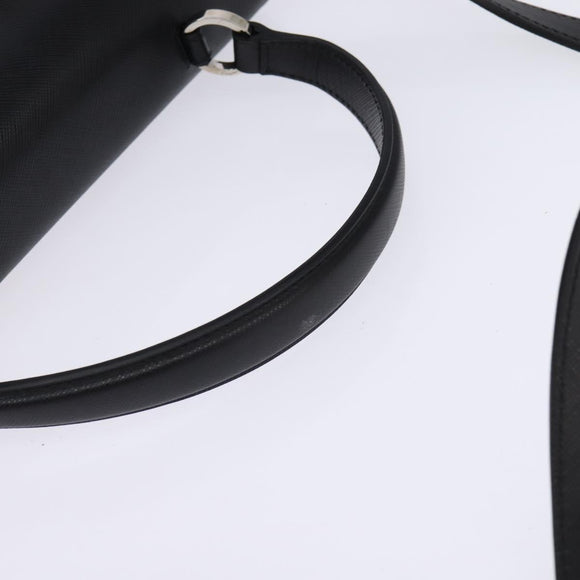 Salvatore Ferragamo Gancini Handtas Leer 2-weg Zwart Zilver Auth BA5942