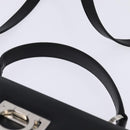 Salvatore Ferragamo Gancini Hand Bag Leather 2way Black Silver Auth BA5942-8