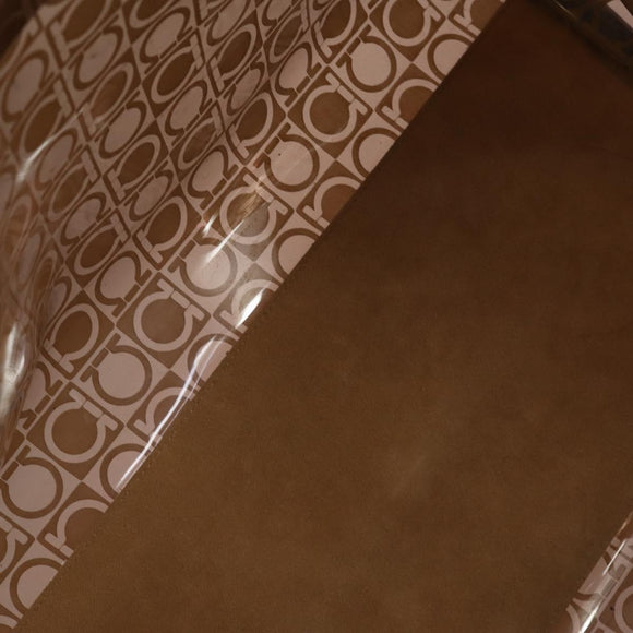 Salvatore Ferragamo Tote Bag Vinyl Brown Silver Auth BA5943