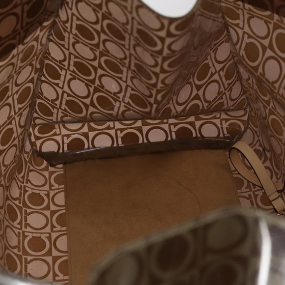 Salvatore Ferragamo Tote Bag Vinyl Brown Silver Auth BA5943
