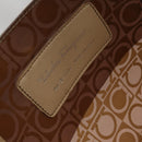 Salvatore Ferragamo Tote Bag Vinyl Brown Silver Auth BA5943-18