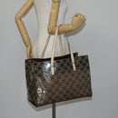 Salvatore Ferragamo Tote Bag Vinyl Brown Silver Auth BA5943-22