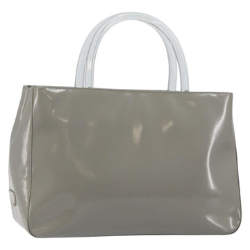 PRADA Hand Bag Enamel Gray Silver Auth BA5946