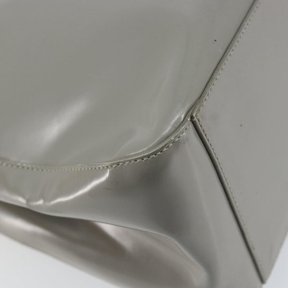 PRADA Hand Bag Enamel Gray Silver Auth BA5946