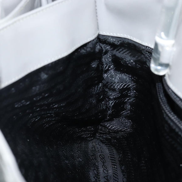 PRADA Hand Bag Enamel Gray Silver Auth BA5946