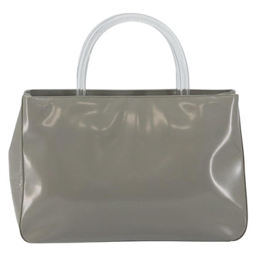 PRADA Hand Bag Enamel Gray Silver Auth BA5946 - 0