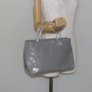 PRADA Hand Bag Enamel Gray Silver Auth BA5946-23