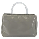 PRADA Hand Bag Enamel Gray Silver Auth BA5946-3