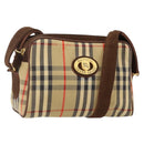 Burberrys Nova Check Shoulder Bag Canvas Beige Gold Auth BA5948-1