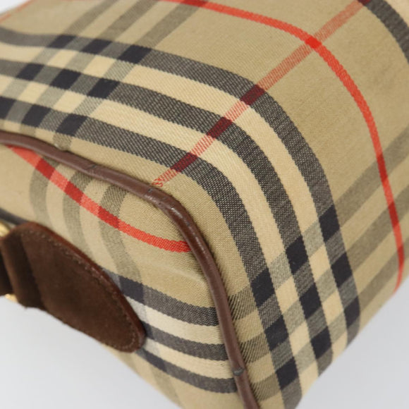 Burberrys Nova Check Shoulder Bag Canvas Beige Gold Auth BA5948