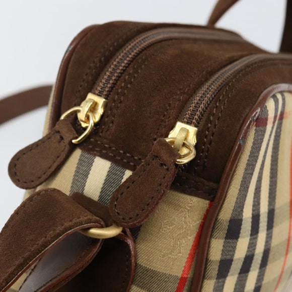 Burberrys Nova Check Shoulder Bag Canvas Beige Gold Auth BA5948