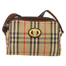 Burberrys Nova Check Shoulder Bag Canvas Beige Gold Auth BA5948-2