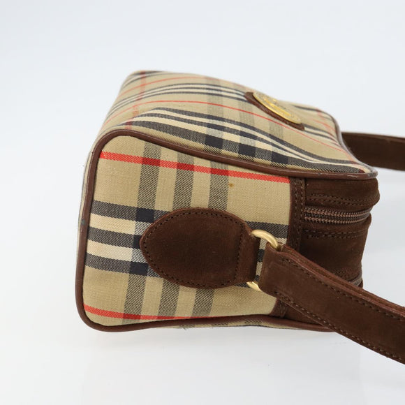 Burberrys Nova Check Shoulder Bag Canvas Beige Gold Auth BA5948