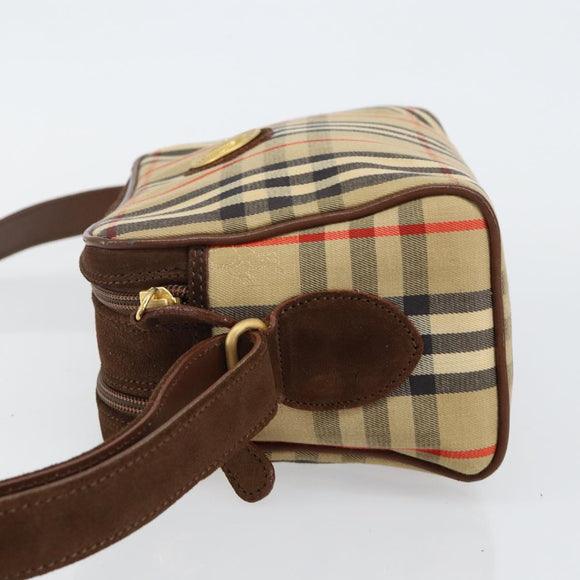 Burberrys Nova Check Shoulder Bag Canvas Beige Gold Auth BA5948